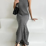 Striped Ribbed Midi Dress