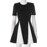 Contrast Patchwork Short Sleeve Mini Dress