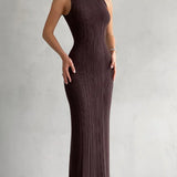 Women's Sleeveless Turtleneck Maxi Dress