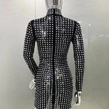 Diamond Crystal Long Sleeved Mini Dress