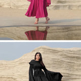 Flare Sleeves Top Elastic Waist Long Skirt Suit