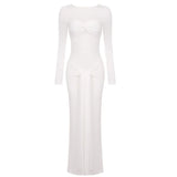 O-neck Long Sleeve Robe fashion Maxi Dress
