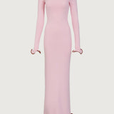 Knit Midi Dress with Ruffle Trim