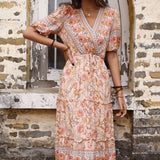 Bohemian Print V-neck HolidayChiffon Dress