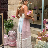 Lace Patchwork Halter Maxi Dress