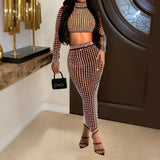 Rhinestone Strapless Top and Long Skirt Set