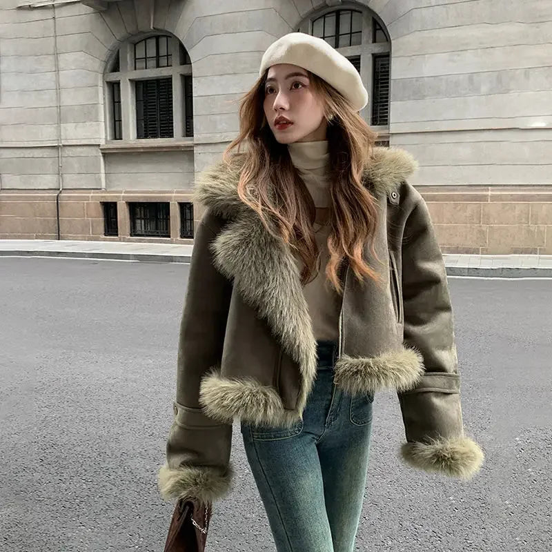Faux Suede Leather Jacket