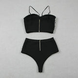 Diamond Decorated High Waist Jumpsuit Set
