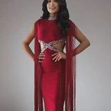 Fringe Sleeve Tassel Sequined Midi Dress