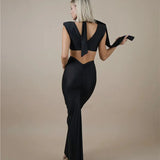 Hollow Out Turtleneck Solid Maxi Dress