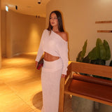 Knit Long Sleeve Top and Maxi Skirt Suit