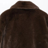 Faux Fur Lapel Side Pockets Coat