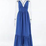 Women's Patchwork Sleeveless Solid Maxi Dress