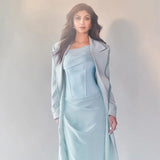 Patchwork Diagonal Collar Women Maxi Dress