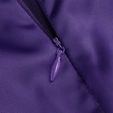 Purple Satin Halter Neck 3D Flower Scarf Maxi Dress