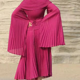 Flare Sleeves Top Elastic Waist Long Skirt Suit