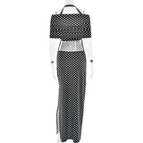 Black Polka Dot Off-shoulder Maxi Dress