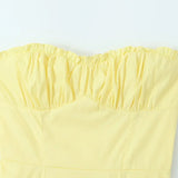 Yellow Slit Midi Dress and Cross Lacing up Top Set