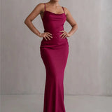 Floral Draped Open Back Spaghetti Strap Maxi Dress