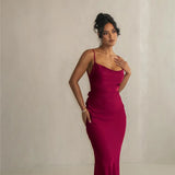 Floral Draped Open Back Spaghetti Strap Maxi Dress