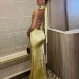 Satin Open Back Dress