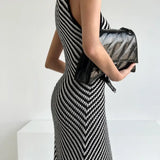 Striped Ribbed Midi Dress
