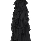 Halter 3D Flower Flounce Irregular Loose Maxi Dress