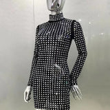 Diamond Crystal Long Sleeved Mini Dress