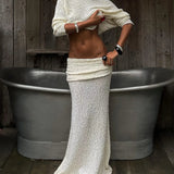 Knit Long Sleeve Top and Maxi Skirt Suit