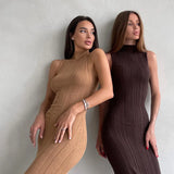 Women's Sleeveless Turtleneck Maxi Dress