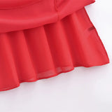 Solid Red Tie Bow Strap Midi Dress