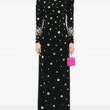 Long Sleeve Luxurious Beaded Maxi Dress
