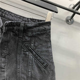 Women's Fake Two Pieces of High Waist A-line Thin Denim Shorts Street Style