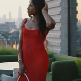Crochet Maxi Dress with Ruffle Trim
