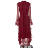 Ruffles Red Flare Sleeve Maxi Dress