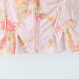 Ribbon Bow Strap Ruffles Hem Top