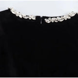 Black Rhinestone Velvet Mini Dress