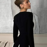 Pleated Patchwork Long Sleeve  Maxi Dress
