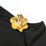 3D Floral-applique Long Sleeve Skirt Suit