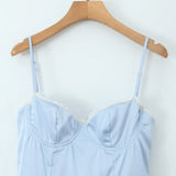 Satin Corset Style Lace 2 layers Lining Hem Mini Dress
