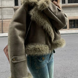 Faux Suede Leather Jacket