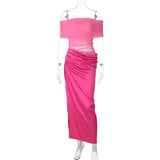 Off-the-Shoulder Strapless Backless Maxi Dress