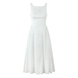 Solid Halter Backless Long Dress