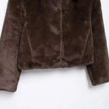 Lapel Side Pockets Faux Fur Jackets