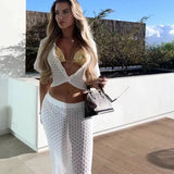 Knit Hollow Out Top and Long Skirt Suit