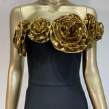 One Shoulder Flower Patchwork Maxi Dress