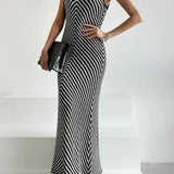 Striped Ribbed Midi Dress