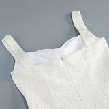 White Spaghetti Strap Diamonds Mini Dress