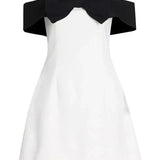 Indy - Off-Shoulder Contrast Bow Mini Dress