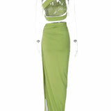 Crop Top and Hollow Out Skirt Suit